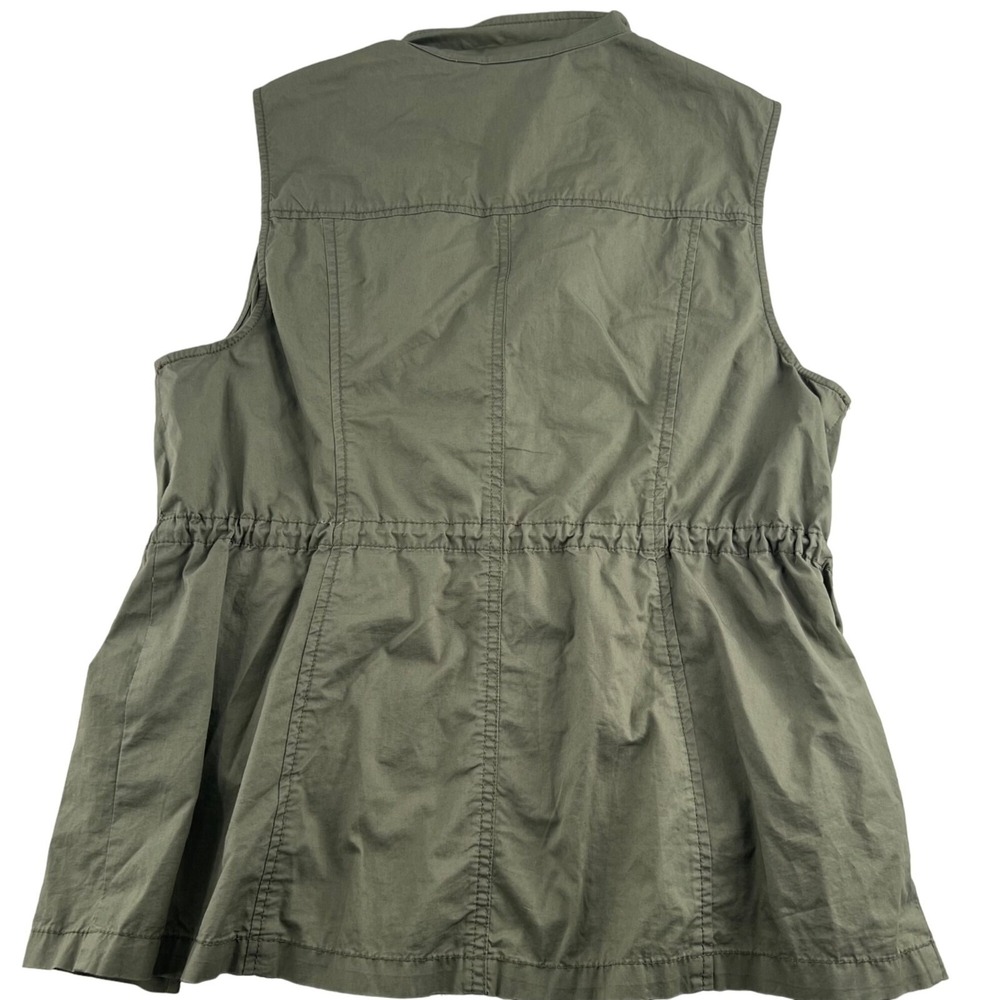 Chico's‎ Utility Sequin Vest Sinched Waist Army Green Women's Sz 2 Large - Picture 5 of 5